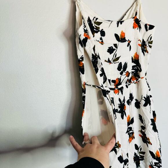 Derek Lam Women's White Floating Floral Button Down Camisole Dress Size 4 - Picture 11 of 14